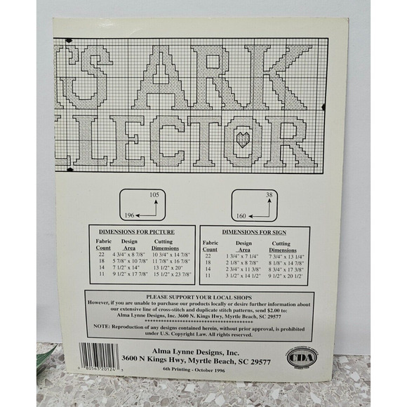 Noahs Ark Collectors Cross Stitch Pattern Leaflet Alma Lynne Designs Vtg 1994 - Picture 2 of 2